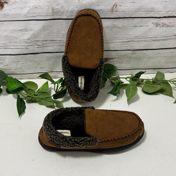Dearfoams Men's Comfort Foam Moccasin Slippers Size Small US 7 - 8 Brown - Picture 11 of 11